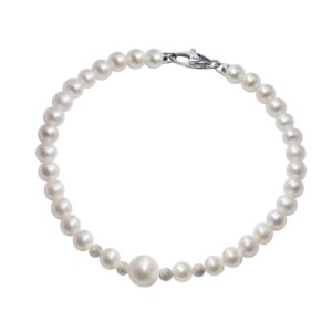 Bracciale di Perle Piena Perlagione 4½x5-7x7½mm e Oro bianco 750‰ lunghezza cm 19,5~