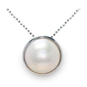 Pendente con catena in Argento 925‰ Perla Mabe 13½x14mm lunghezza cm 45~