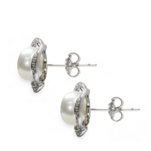 Orecchini in Argento 925‰ C.Z. Perle Piena Perlagione button 8-9mm
