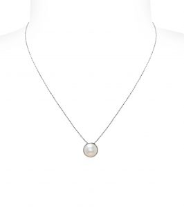 Pendente con catena Argento 925°/°°+Rh Perla Mabe 13½x14mm