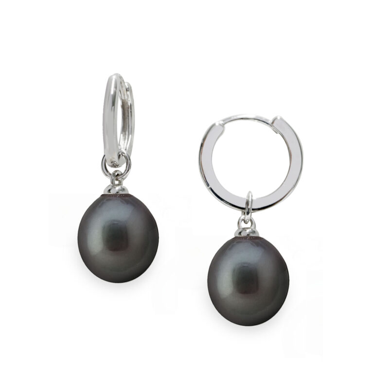 Earrings in 925 Silver Tahitian semiround Pearl 10x10½mm