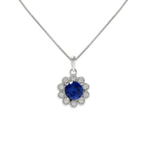 Pendente con catena in Argento 925‰+Rh, C.Z blu e bianchi