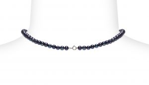 Collana Perle Piena Perlagione nere semisferiche 4½x5½mm Oro bianco 750°/°° Lunghezza cm 42~