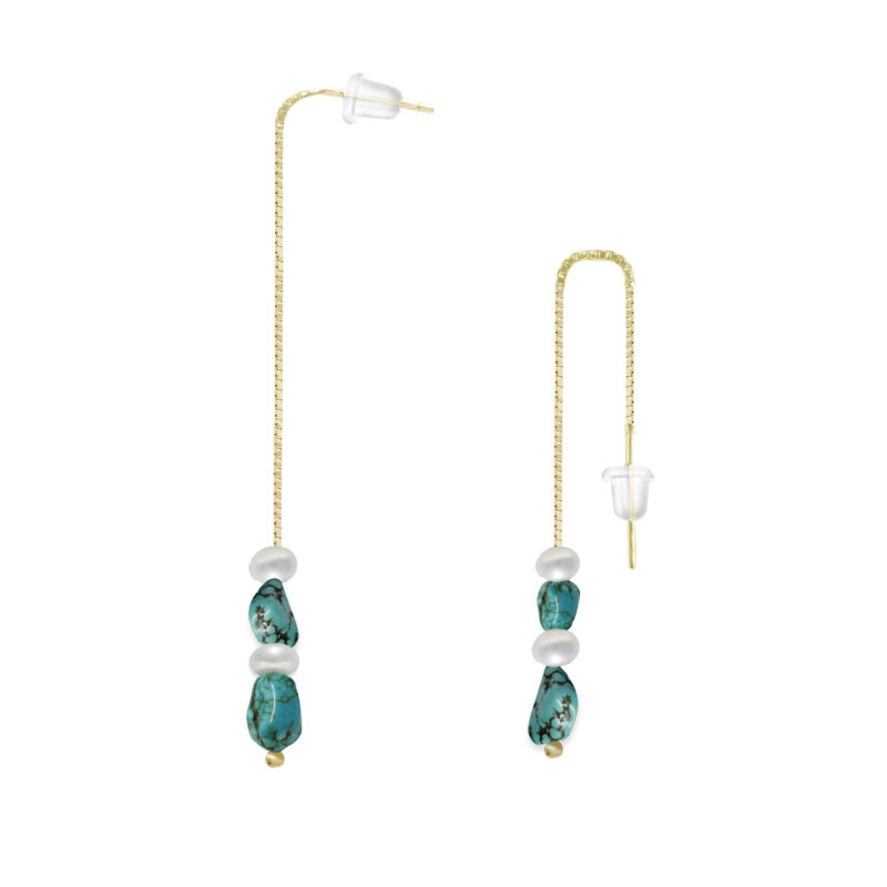 Orecchini Argento 925‰ dorato  Orecchini Argento 925‰ dorato Perle Piena Perlagione  semisferiche 4½X5mm Turchese sintetico