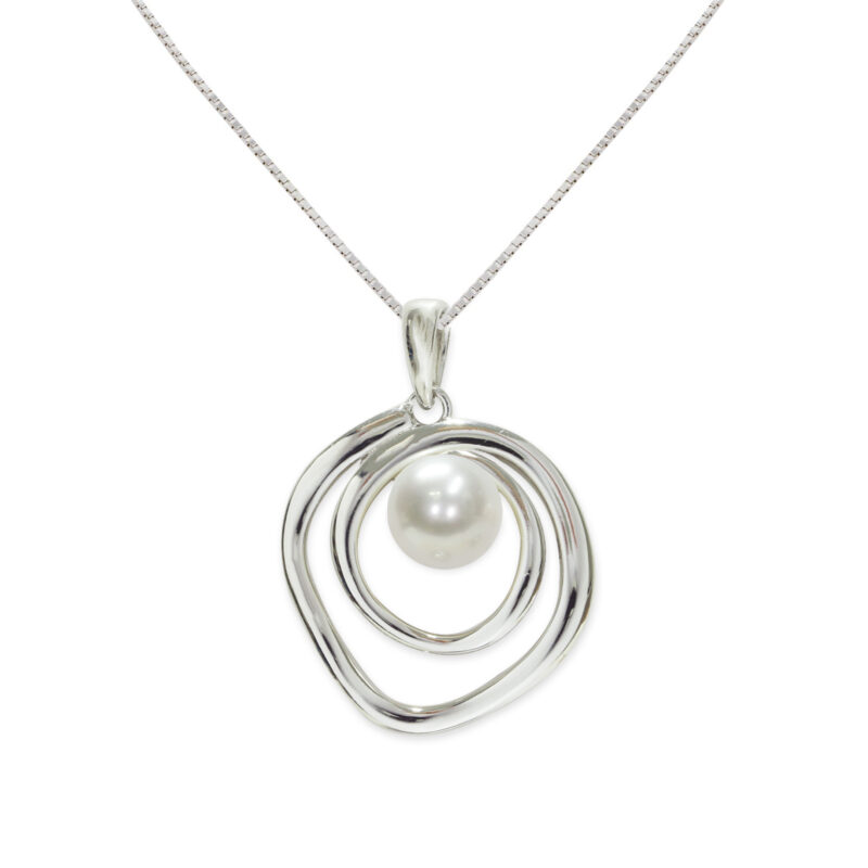 925‰ Silver Necklace Full Pearl Button 6½X7mm