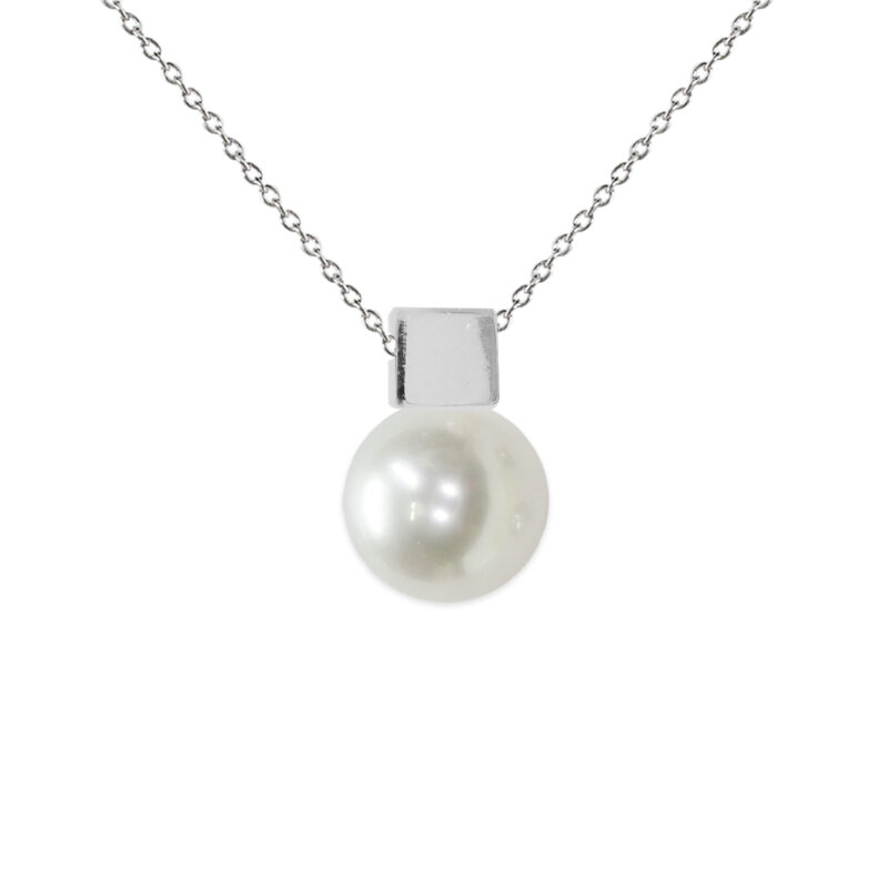 925‰ Silver Necklace Full Pearl Button 7½X8mm