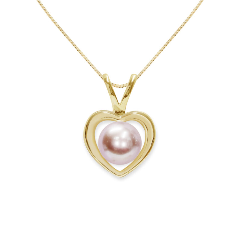 Ciondolo con catena Argento 925‰ dorato Perle Piena Perlagione bottone malva 5½X6mm