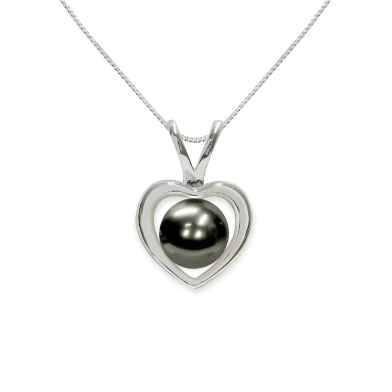 925‰ Silver Necklace Full Pearl Black Button Pearls 5½X6mm