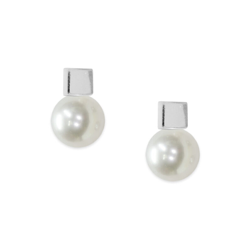 Orecchini Argento 925‰ Perle Piena Perlagione bottone 5½X6mm