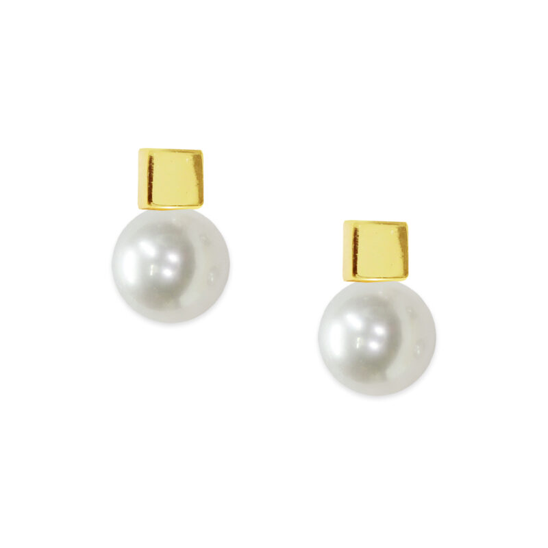 Orecchini Argento 925‰ dorato Perle Piena Perlagione bottone 5½X6mm