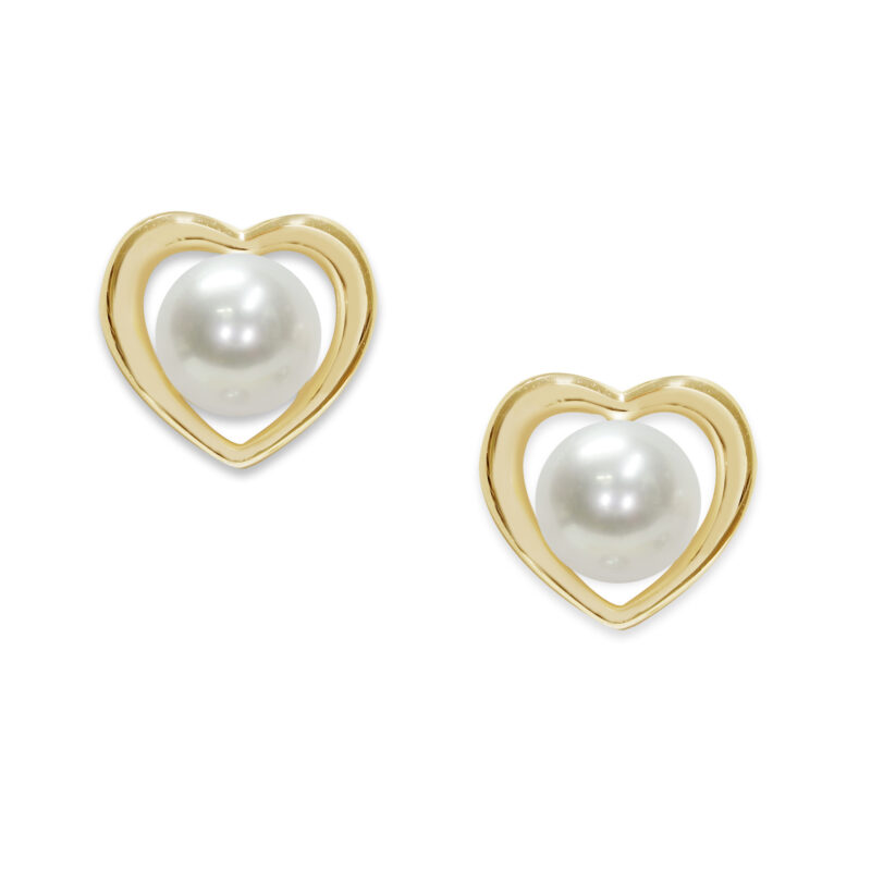 Orecchini Argento 925‰ dorato Perle Piena Perlagione bottone 5½X6mm