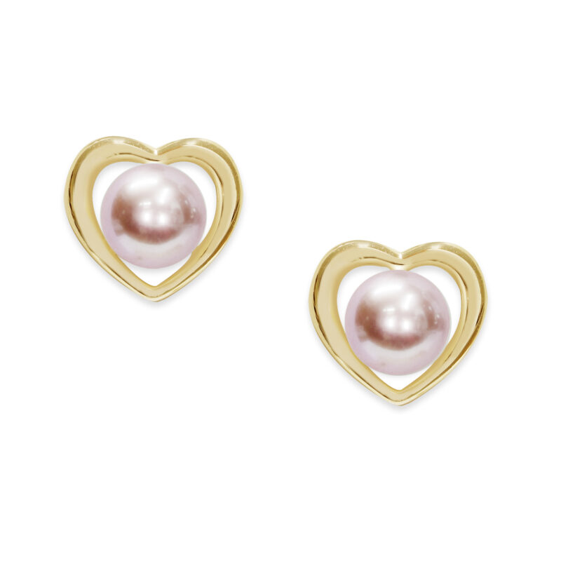 Orecchini Argento 925‰ dorato Perle Piena Perlagione bottone malva 5½X6mm