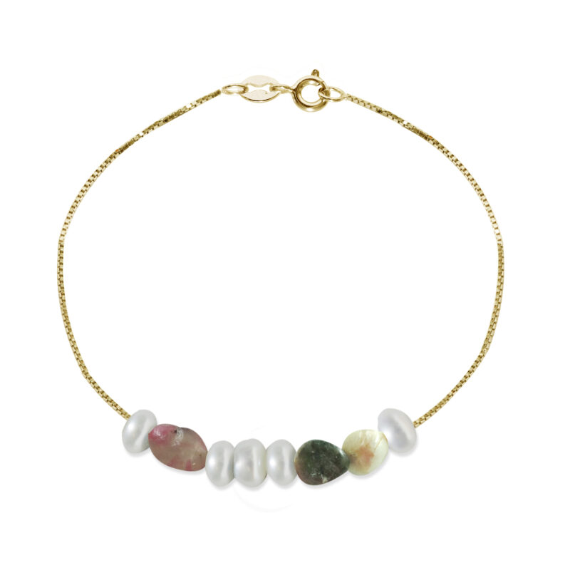 Bracciale Argento 925‰  Bracciale Argento 925‰ Perle Piena Perlagione  semisferiche 4½X5mm Tormaline