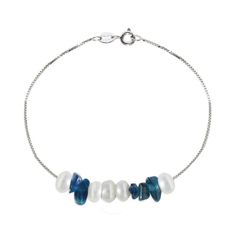 Bracciale Argento 925‰  Bracciale Argento 925‰ Perle Piena Perlagione  semisferiche 4½X5mm Kyanite