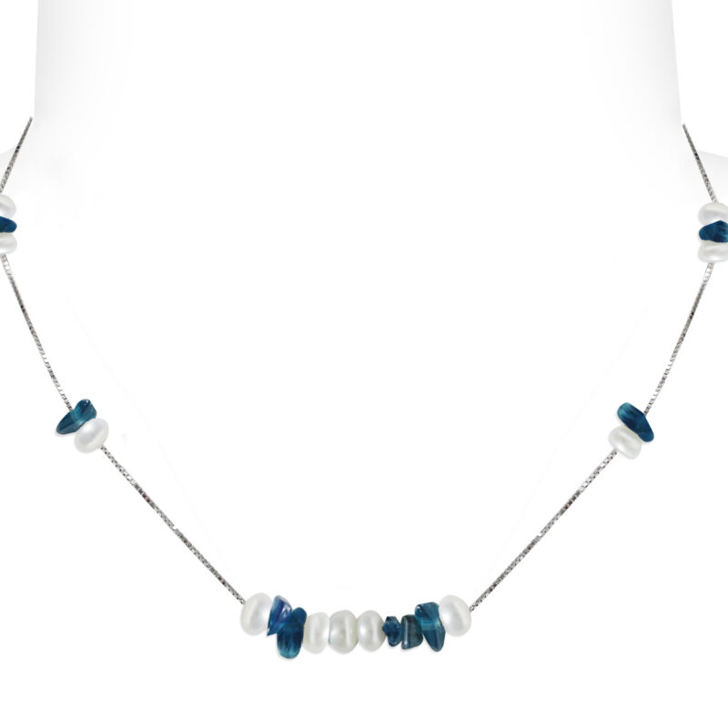 925‰ Silver Necklace 925‰ Silver Necklace Full Pearl Semi-spherical 4½X5mm Kyanite